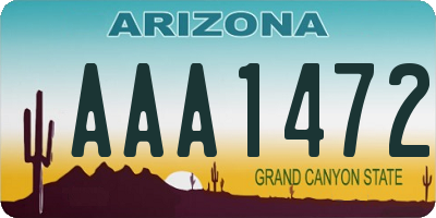 AZ license plate AAA1472