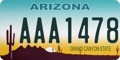 AZ license plate AAA1478