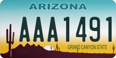 AZ license plate AAA1491