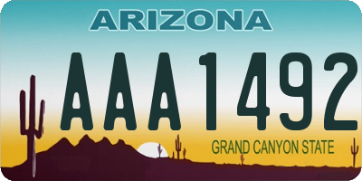 AZ license plate AAA1492