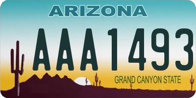 AZ license plate AAA1493