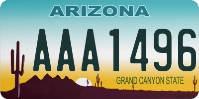 AZ license plate AAA1496