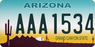 AZ license plate AAA1534