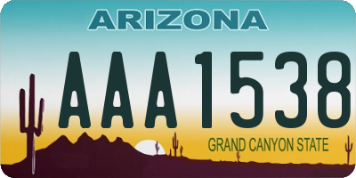 AZ license plate AAA1538