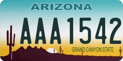 AZ license plate AAA1542