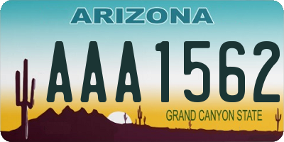 AZ license plate AAA1562