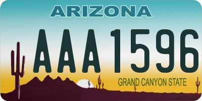 AZ license plate AAA1596