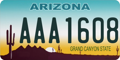 AZ license plate AAA1608