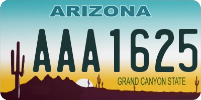 AZ license plate AAA1625