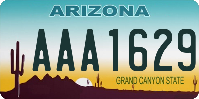 AZ license plate AAA1629