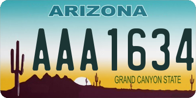 AZ license plate AAA1634