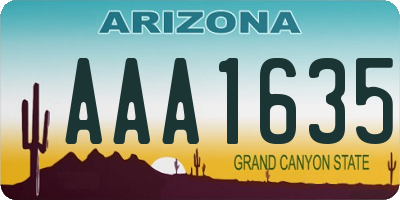 AZ license plate AAA1635