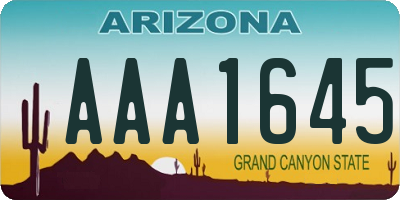 AZ license plate AAA1645