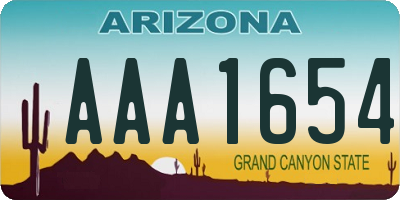 AZ license plate AAA1654