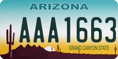 AZ license plate AAA1663