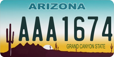 AZ license plate AAA1674
