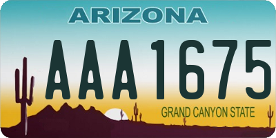 AZ license plate AAA1675