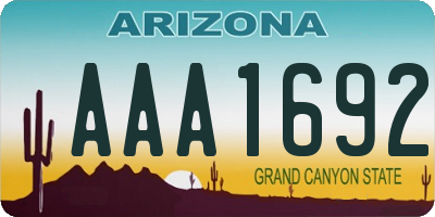 AZ license plate AAA1692