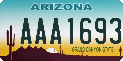 AZ license plate AAA1693