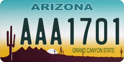 AZ license plate AAA1701