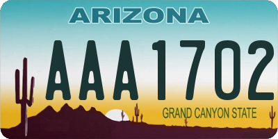 AZ license plate AAA1702