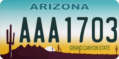 AZ license plate AAA1703