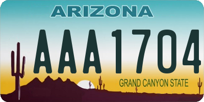 AZ license plate AAA1704