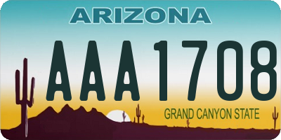 AZ license plate AAA1708