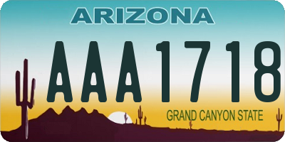 AZ license plate AAA1718