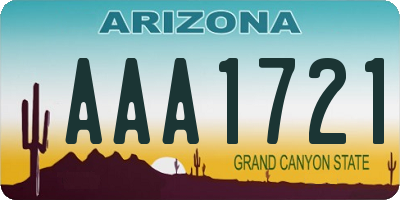 AZ license plate AAA1721