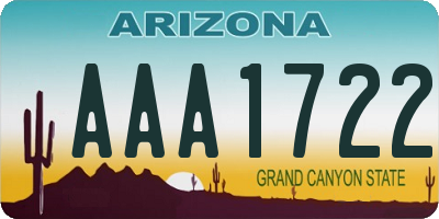 AZ license plate AAA1722