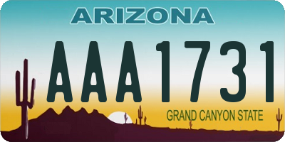 AZ license plate AAA1731