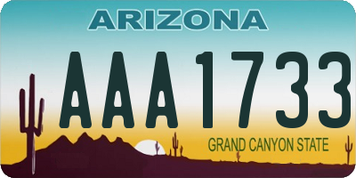AZ license plate AAA1733