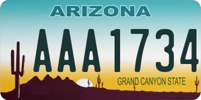 AZ license plate AAA1734