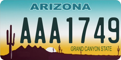 AZ license plate AAA1749