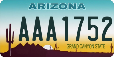 AZ license plate AAA1752