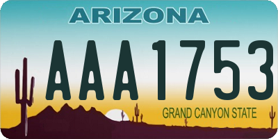 AZ license plate AAA1753