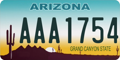 AZ license plate AAA1754