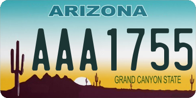 AZ license plate AAA1755