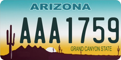 AZ license plate AAA1759