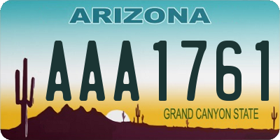 AZ license plate AAA1761