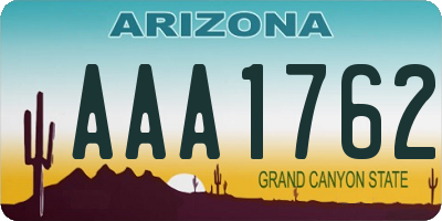 AZ license plate AAA1762