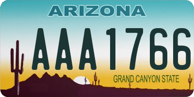 AZ license plate AAA1766