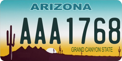 AZ license plate AAA1768