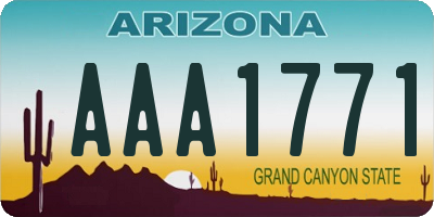 AZ license plate AAA1771