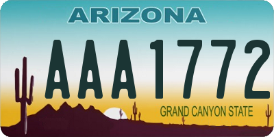 AZ license plate AAA1772