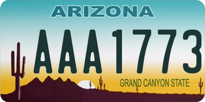 AZ license plate AAA1773