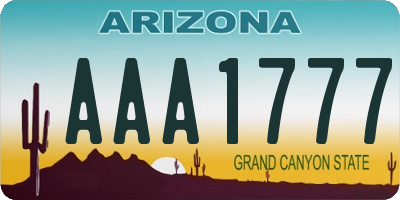 AZ license plate AAA1777