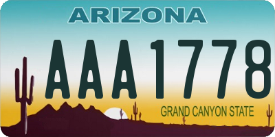 AZ license plate AAA1778