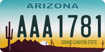 AZ license plate AAA1781